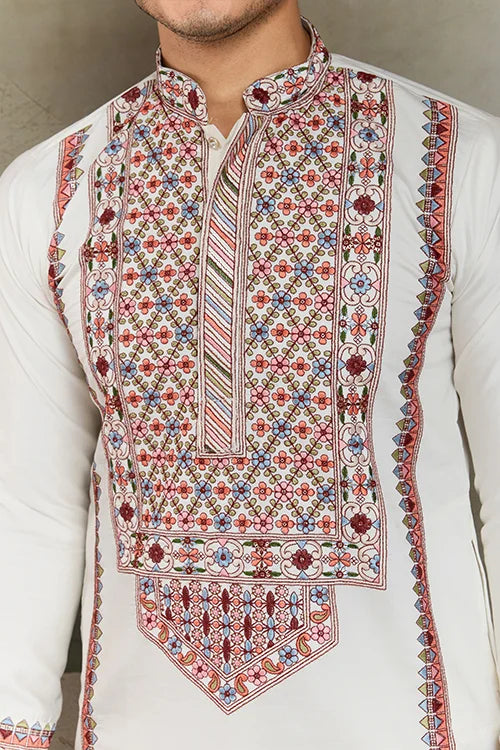 Wedding Special White Embroidered Kurta for Men Clothsvilla