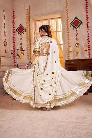 Premium White Cotton Chaniya Choli for Navratri Clothsvilla