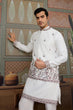 Load image into Gallery viewer, Latest Embroidered Designer White Koti Kurta Set for Mens Clothsvilla