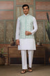 Load image into Gallery viewer, Wedding White Kurta Pajama with Green Koti Style Clothsvilla