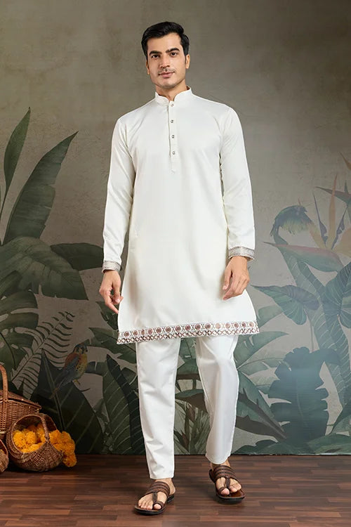 Cultural Function Special White Color Kurta Koti for Men Clothsvilla