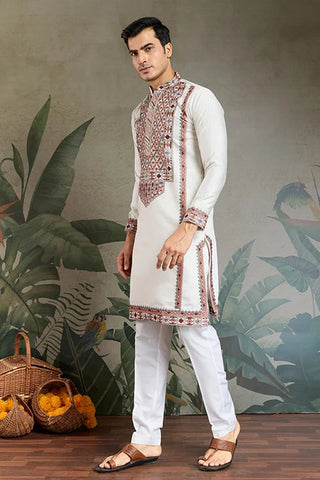 Wedding Special White Embroidered Kurta for Men Clothsvilla