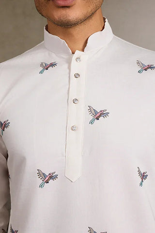 White Embroidered Work Kurta for Groom Wedding Look Clothsvilla