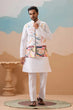 Load image into Gallery viewer, White Wedding Wear Carnival Koti Kurta Pair for Mens Wear Clothsvilla