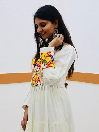 White Designer Gown for Navaratri Celebrations ClothsVilla