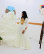 Load image into Gallery viewer, White Designer Gown for Navaratri Celebrations ClothsVilla