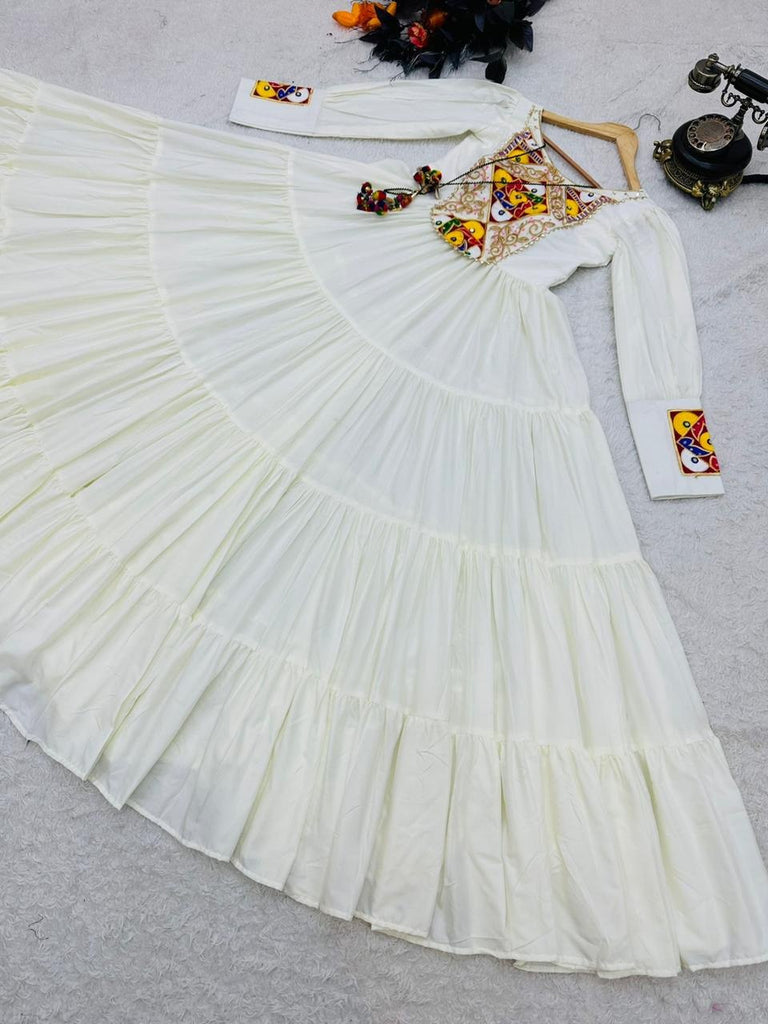 White Designer Gown for Navaratri Celebrations ClothsVilla