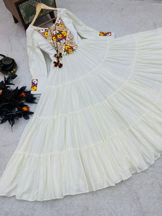 White Designer Gown for Navaratri Celebrations ClothsVilla
