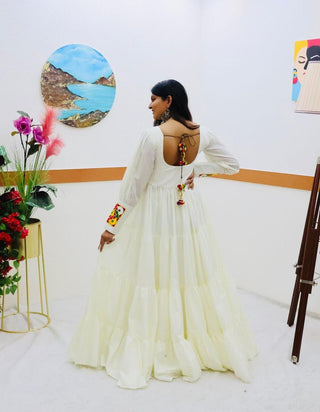 White Designer Gown for Navaratri Celebrations ClothsVilla