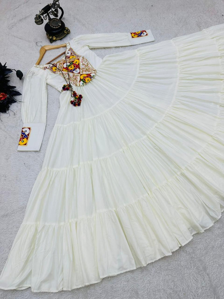 White Designer Gown for Navaratri Celebrations ClothsVilla