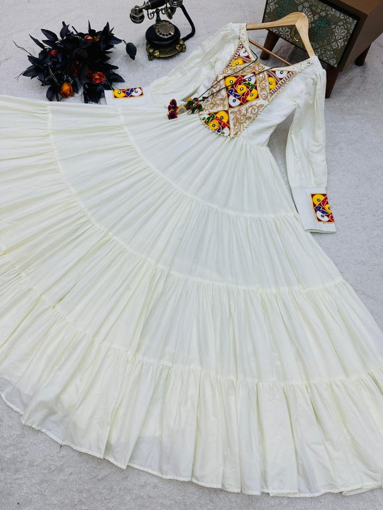 White Designer Gown for Navaratri Celebrations ClothsVilla