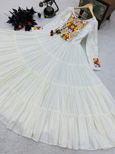 Load image into Gallery viewer, White Designer Gown for Navaratri Celebrations ClothsVilla