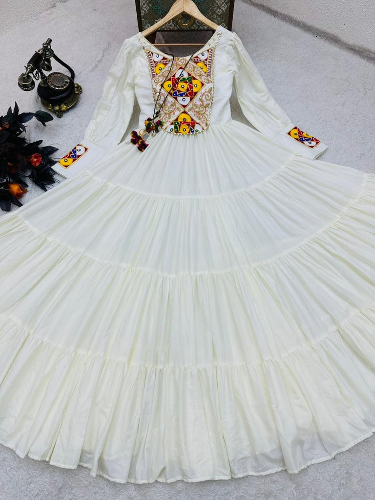 White Designer Gown for Navaratri Celebrations ClothsVilla