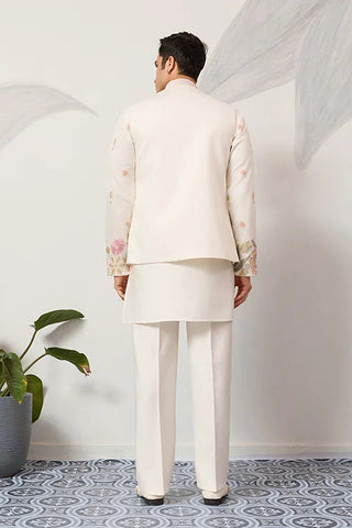 Carnival Function White Koti Kurta Pair for Mens Wear Clothsvilla