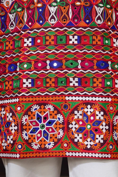 Navratri Wine Cotton Kurta for Mens with Pajama Clothsvilla