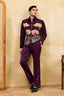 Wine Embroidery Bomber Jacket with Matching Pants for Mens Wear Clothsvilla