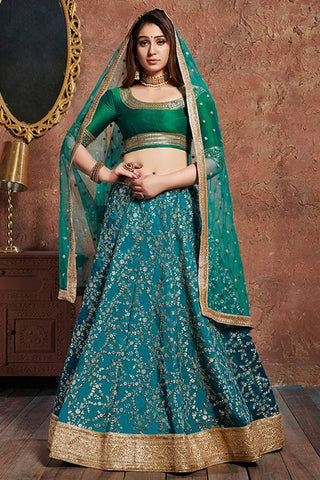 Women's New Collection Lehenga Choli Turquoise Clothsvilla