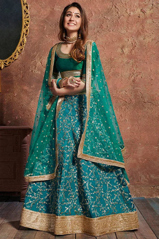 Women's New Collection Lehenga Choli Turquoise Clothsvilla