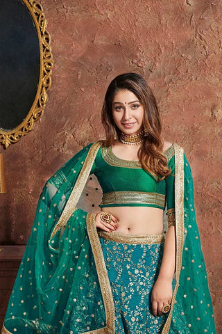 Women's New Collection Lehenga Choli Turquoise Clothsvilla
