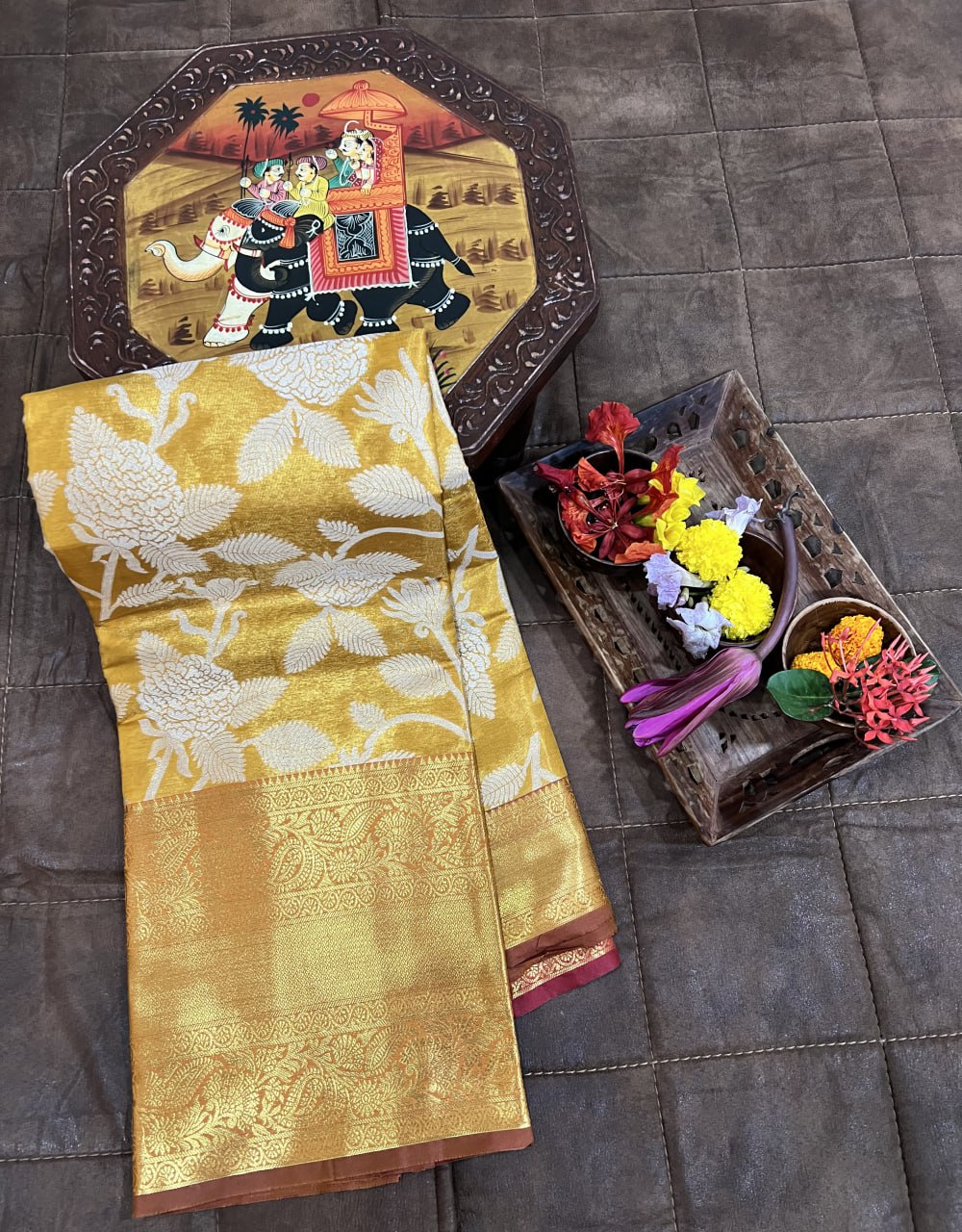 Exquisite Kanjivaram Silk Yellow Saree with Zari Weaving Work ClothsVilla