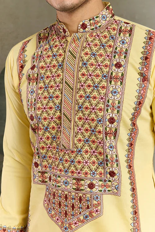 Yellow Embroidered Kurta for Haldi & Celebrations Clothsvilla