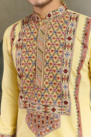 Yellow Embroidered Kurta for Haldi & Celebrations Clothsvilla