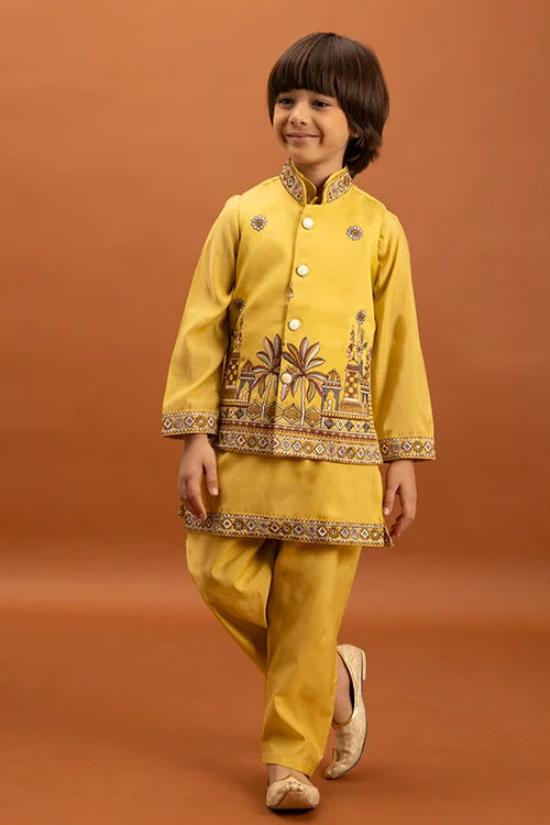 Designer Yellow Koti Kurta Set for Kids Wear Clothsvilla