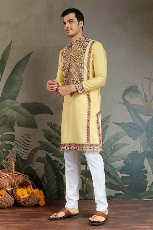 Yellow Embroidered Kurta for Haldi & Celebrations Clothsvilla