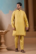 Load image into Gallery viewer, Haldi Ceremony Yellow Embroidered Koti Kurta Set for Mens Clothsvilla