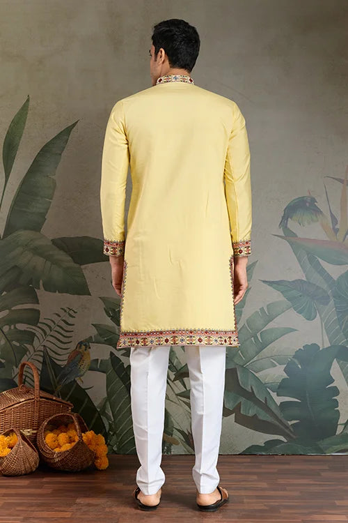 Yellow Embroidered Kurta for Haldi & Celebrations Clothsvilla