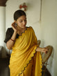 Load image into Gallery viewer, Exquisite Yellow Gadhwal Chex Saree with Arca Work and Lucknowi Work Blouse ClothsVilla