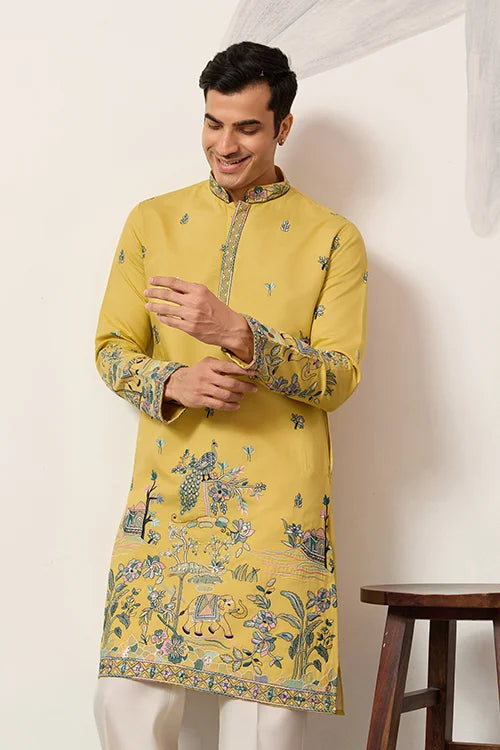 Elegant Haldi Yellow Mens Wear Kurta for Wedding Function Clothsvilla