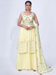 Load image into Gallery viewer, Yellow Mirror Work Multi Embroidery Chiffon Palazzo Suit Clothsvilla
