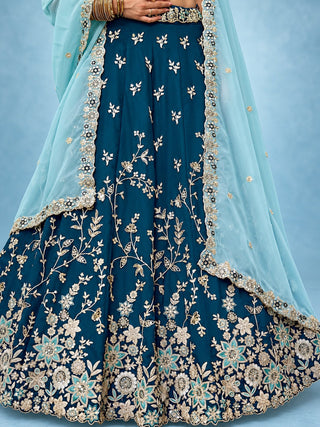 Blue Rangoli Silk Embroidered Lehenga Choli With Dupatta ClothsVilla