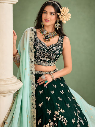 Green Rangoli Silk Embroidered Lehenga Choli With Dupatta ClothsVilla