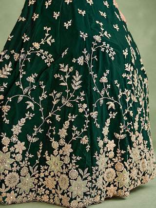 Green Rangoli Silk Embroidered Lehenga Choli With Dupatta ClothsVilla