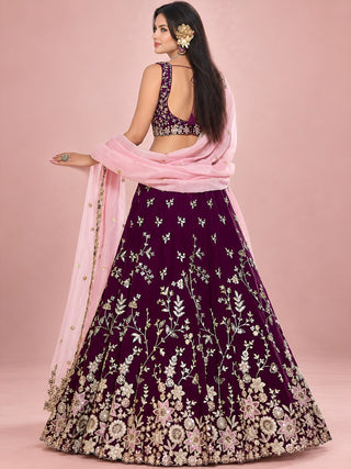 Maroon Rangoli Silk Embroidered Lehenga Choli With Dupatta ClothsVilla