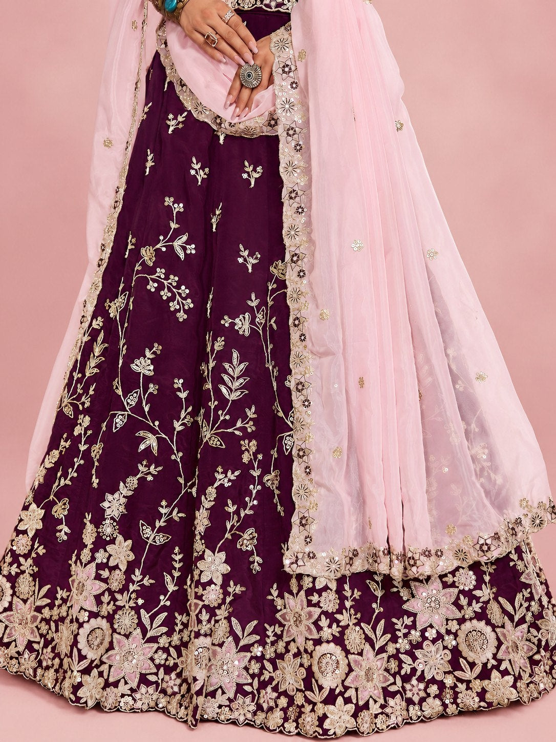 Maroon Rangoli Silk Embroidered Lehenga Choli With Dupatta ClothsVilla