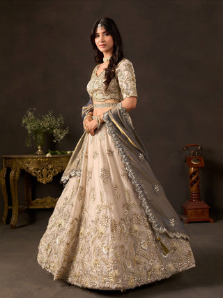 Bronze Gold Fendy Fabric Embroidered Lehenga Choli With Dupatta ClothsVilla