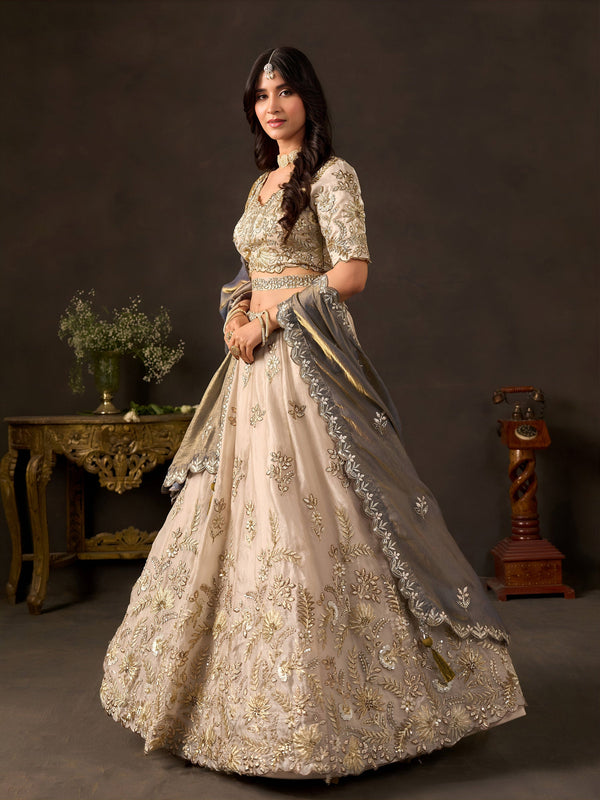 Bronze Gold Fendy Fabric Embroidered Lehenga Choli With Dupatta ClothsVilla
