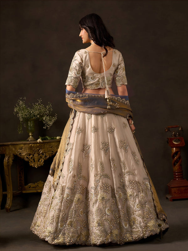 Bronze Gold Fendy Fabric Embroidered Lehenga Choli With Dupatta ClothsVilla