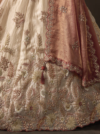 Copper Gold Fendy Fabric Embroidered Lehenga Choli With Dupatta ClothsVilla
