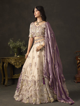 Purple Gold Fendy Fabric Embroidered Lehenga Choli With Dupatta ClothsVilla
