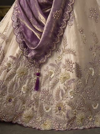 Purple Gold Fendy Fabric Embroidered Lehenga Choli With Dupatta ClothsVilla