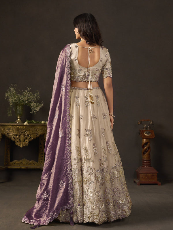 Purple Gold Fendy Fabric Embroidered Lehenga Choli With Dupatta ClothsVilla