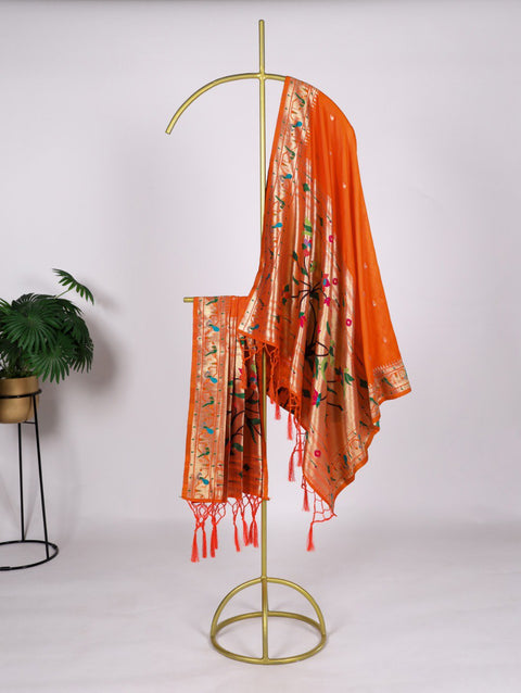 A Dupatta That Speaks Tradition – Elegant Jacquard Paithani Dupatta ClothsVilla Main image