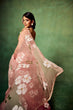Load image into Gallery viewer, Blush Pink Pure Organza Saree with Hand-Painted White Floral Motifs &amp; Sequin Accents | Satin Blouse FANCY SAREES