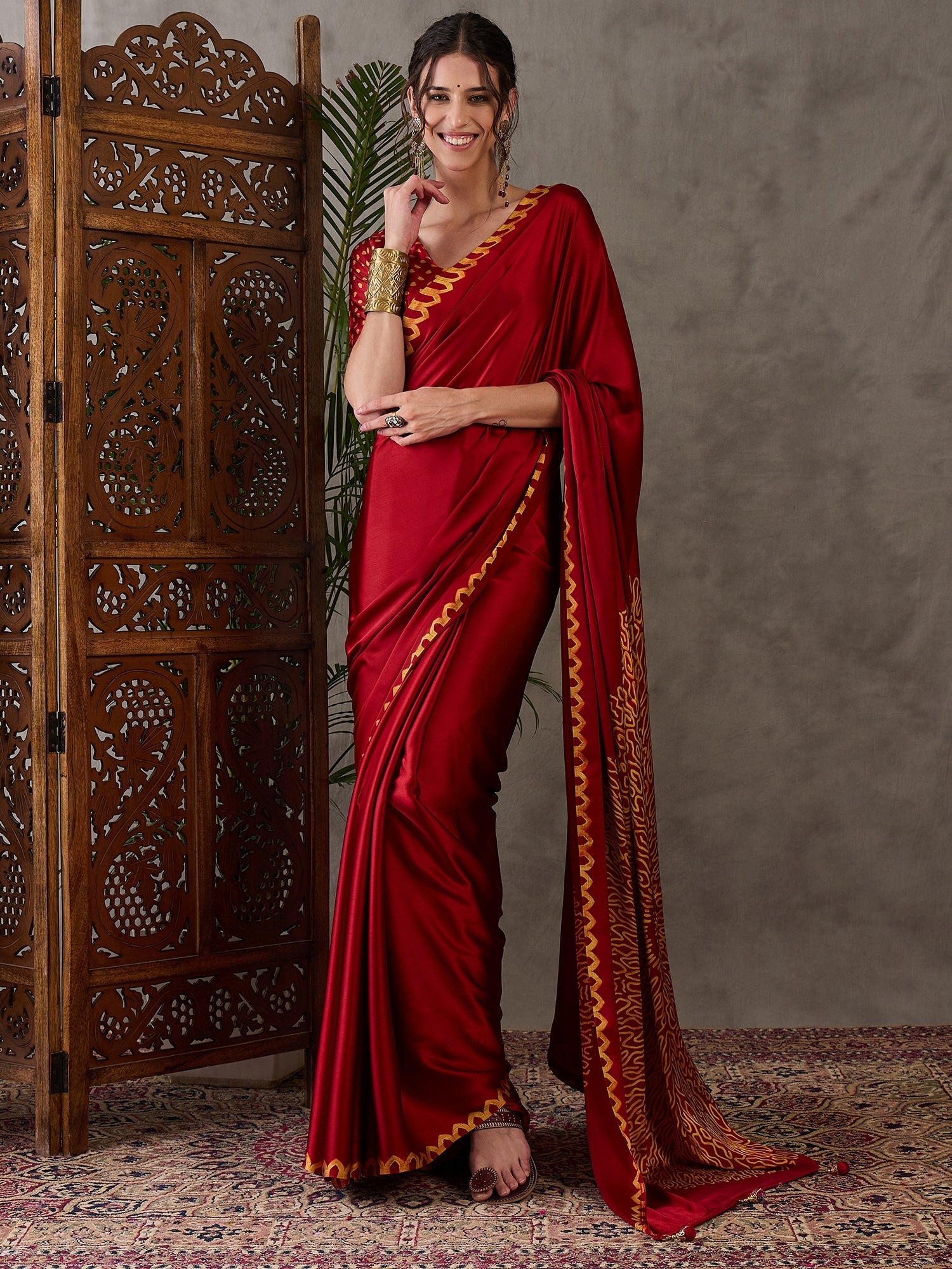 Anvaya Stylish Semi Modal Saree for Party & Festive Wear ClothsVilla