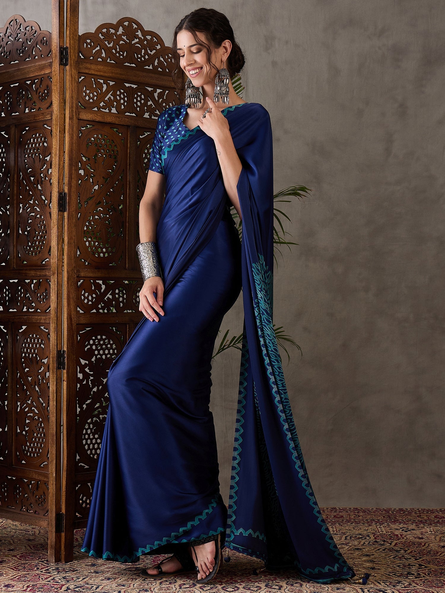 Anvaya Stylish Semi Modal Saree for Party & Festive Wear ClothsVilla