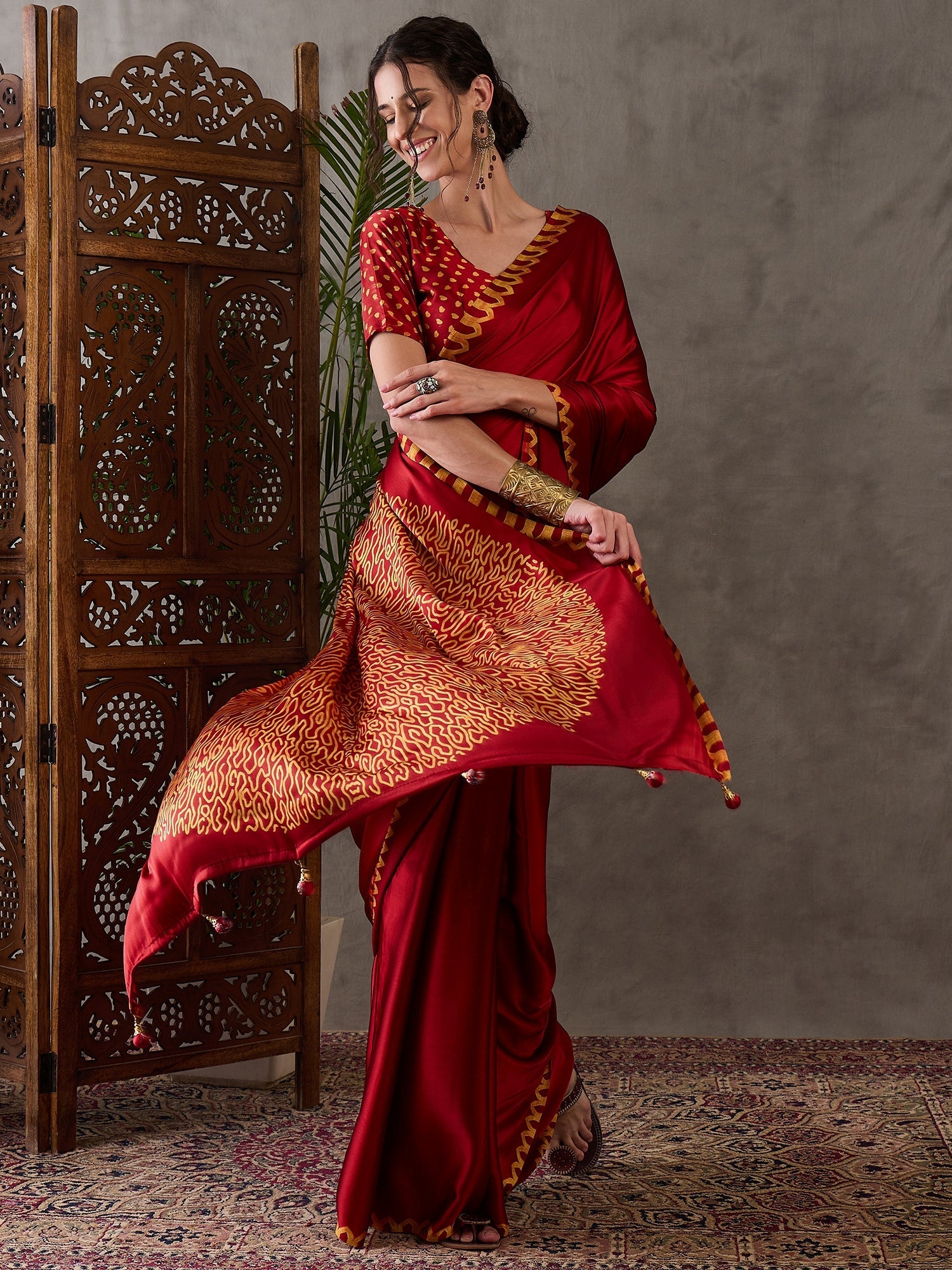 Anvaya Stylish Semi Modal Saree for Party & Festive Wear ClothsVilla